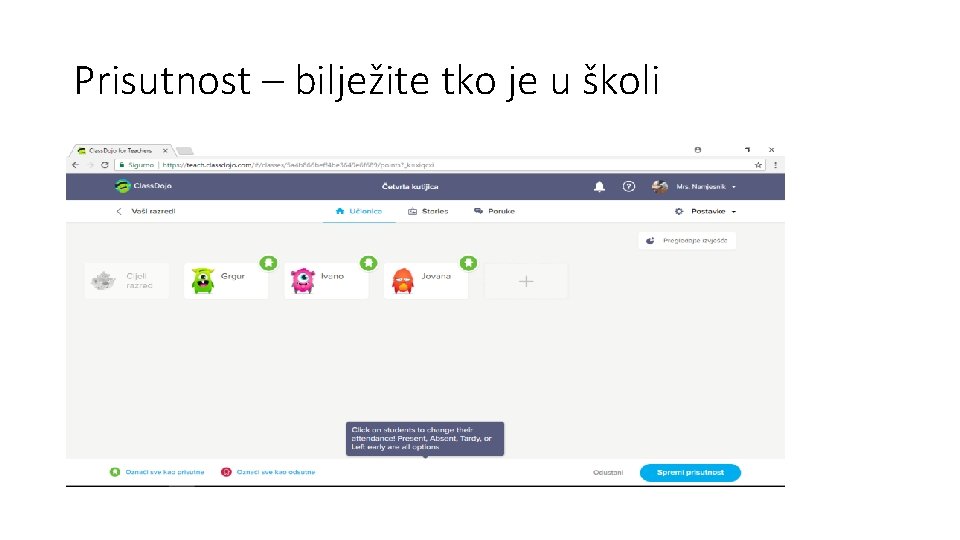 Prisutnost – bilježite tko je u školi 