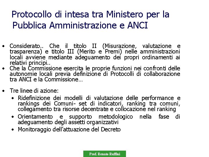 Protocollo di intesa tra Ministero per la Pubblica Amministrazione e ANCI • Considerato. .