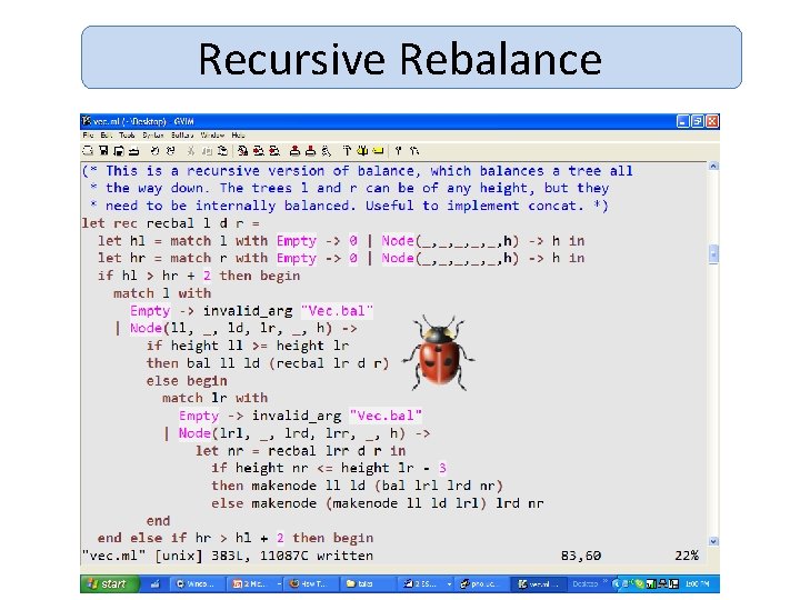 Recursive Rebalance fatal off-by-one error 