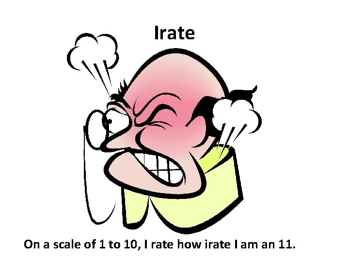 Irate On a scale of 1 to 10, I rate how irate I am