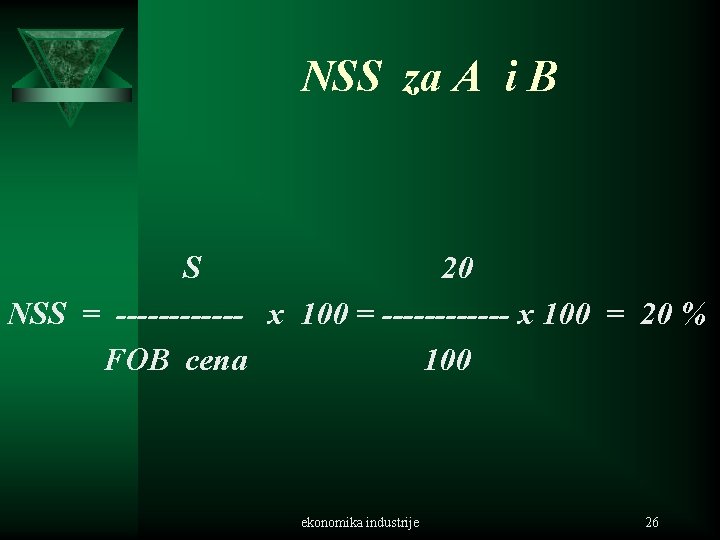 NSS za A i B S 20 NSS = ------ x 100 = ------