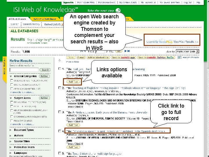 An open Web search engine created by Thomson to complement your search results –
