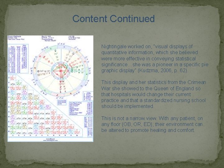 Content Continued Nightingale worked on, “visual displays of quantitative information, which she believed were