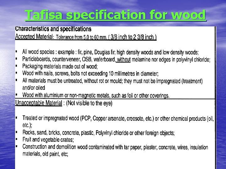 Tafisa specification for wood 