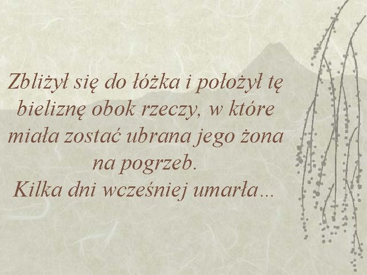 Zbliżył się do łóżka i położył tę bieliznę obok rzeczy, w które miała zostać Zbliżył się do łóżka i położył tę bieliznę obok rzeczy, w które miała zostać