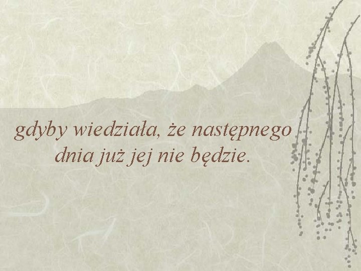 gdyby wiedziała, że następnego dnia już jej nie będzie. gdyby wiedziała, że następnego dnia już jej nie będzie.