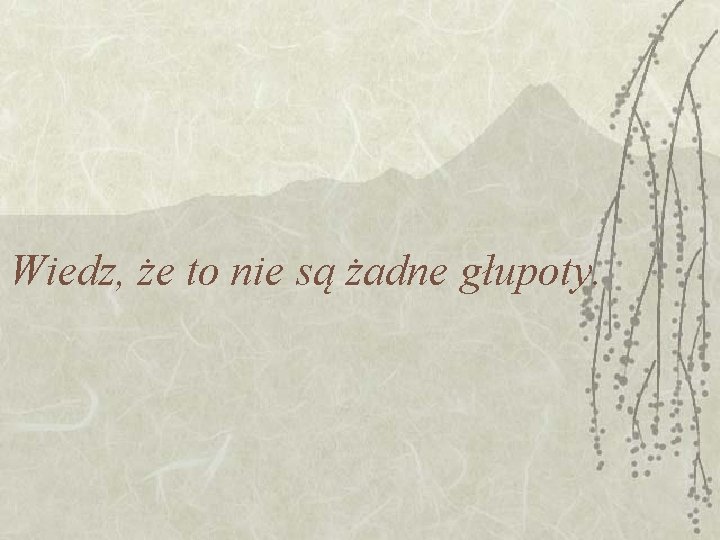 Wiedz, że to nie są żadne głupoty. Wiedz, że to nie są żadne głupoty.