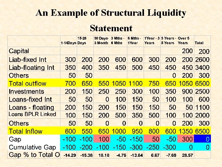 An Example of Structural Liquidity Statement 