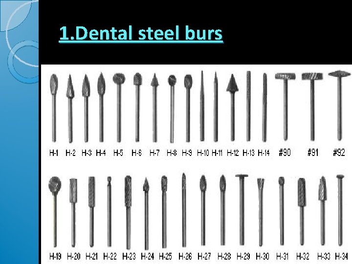 1. Dental steel burs 