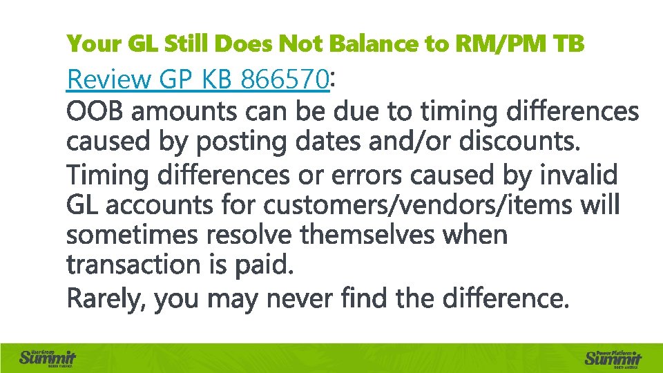 Your GL Still Does Not Balance to RM/PM TB Review GP KB 866570 