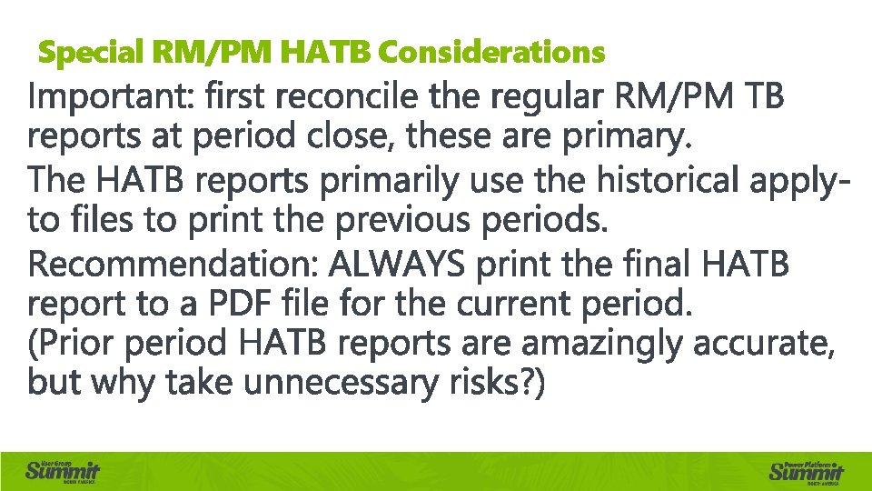 Special RM/PM HATB Considerations 