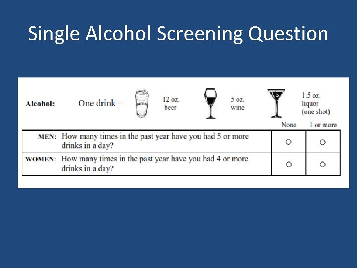 Single Alcohol Screening Question 