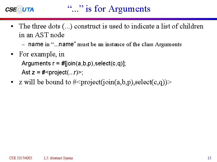 “. . . ” is for Arguments • The three dots (. . .