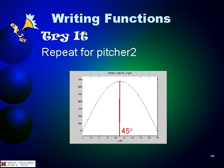 Writing Functions Try It Repeat for pitcher 2 45 o 64 
