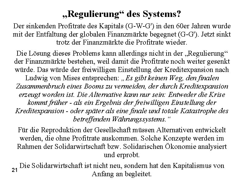 „Regulierung“ des Systems? Der sinkenden Profitrate des Kapitals (G-W-G') in den 60 er Jahren