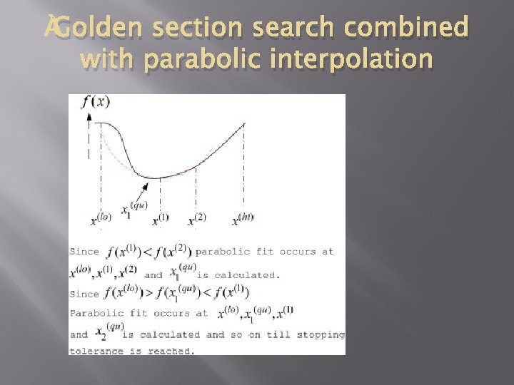  Golden section search combined with parabolic interpolation 