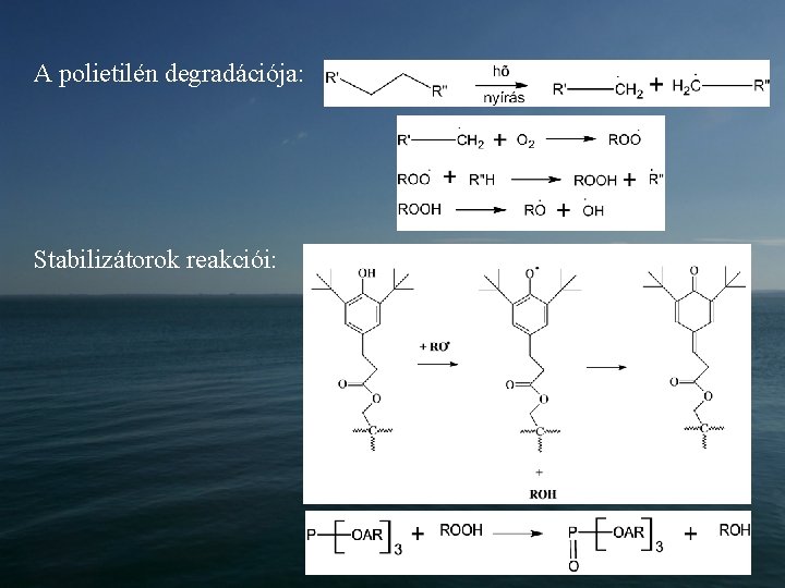 A polietilén degradációja: Stabilizátorok reakciói: 