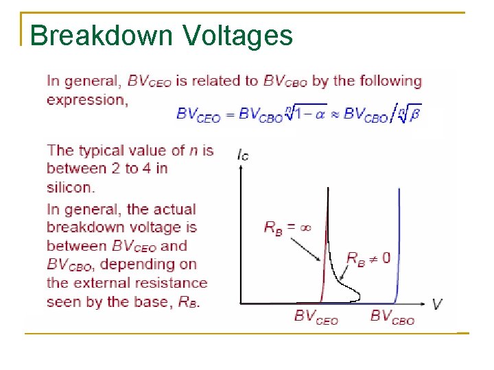 Breakdown Voltages Breakdown Voltages