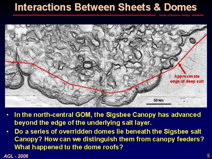 Interactions Between Sheets & Domes Bureau of Economic Geology Approximate edge of deep salt