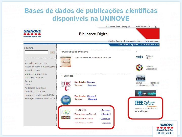 Bases de dados de publicações científicas disponíveis na UNINOVE 