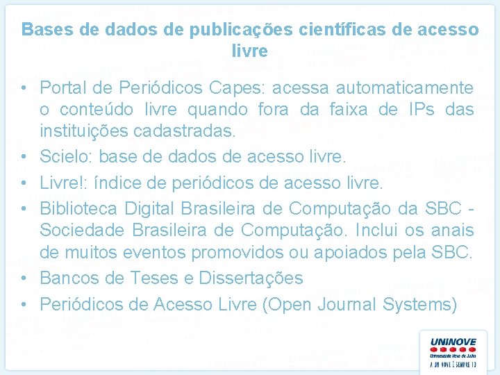 Bases de dados de publicações científicas de acesso livre • Portal de Periódicos Capes: