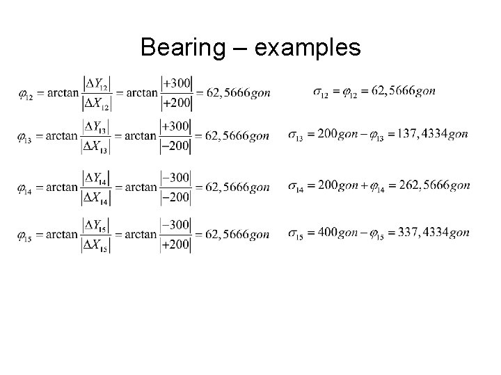 Bearing – examples 