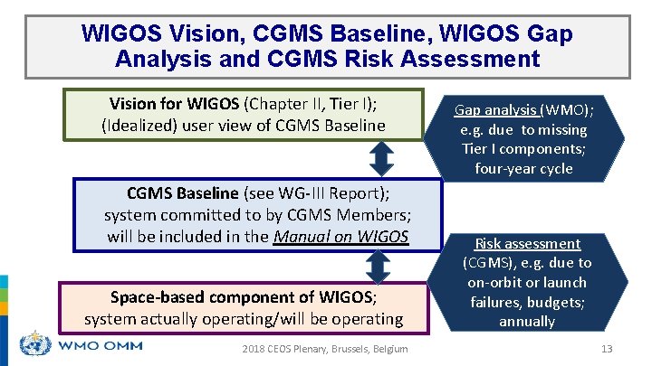 WIGOS Vision, CGMS Baseline, WIGOS Gap Analysis and CGMS Risk Assessment Vision for WIGOS