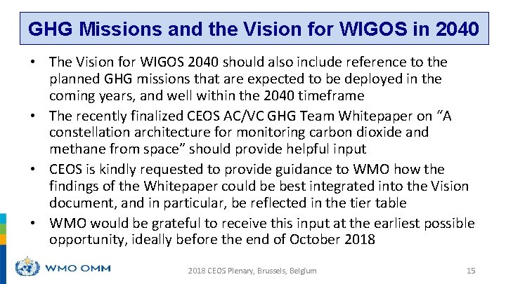 GHG Missions and the Vision for WIGOS in 2040 • The Vision for WIGOS