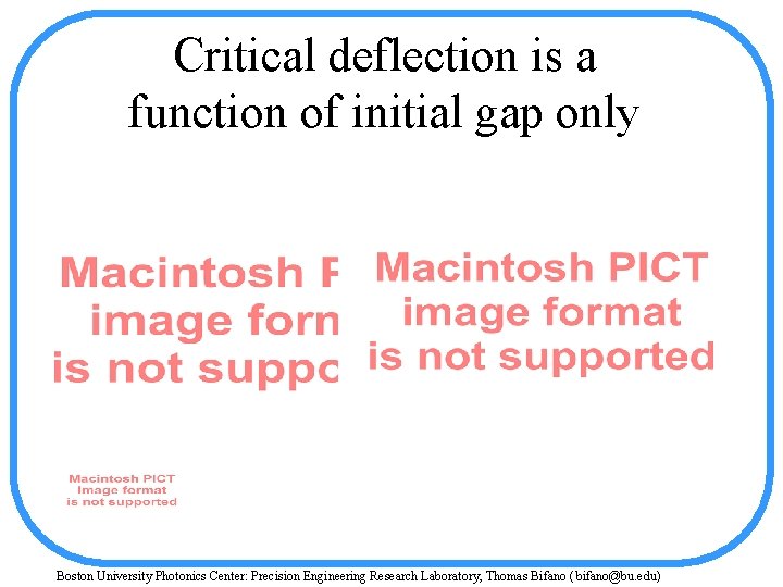 Critical deflection is a function of initial gap only Boston University Photonics Center: Precision