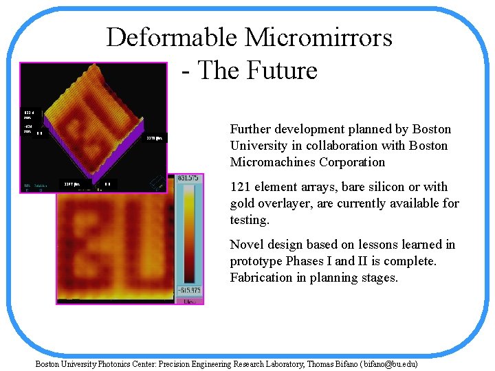 Deformable Micromirrors - The Future 831. 6 nm -616 nm 0. 0 2178 mm