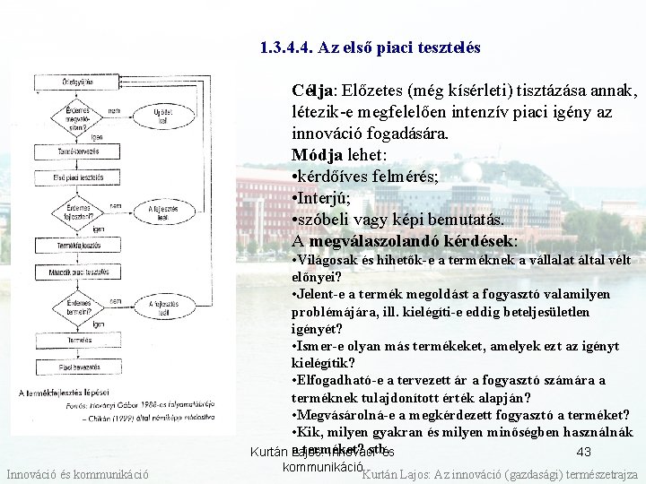 1. 3. 4. 4. Az első piaci tesztelés Célja: Előzetes (még kísérleti) tisztázása annak,