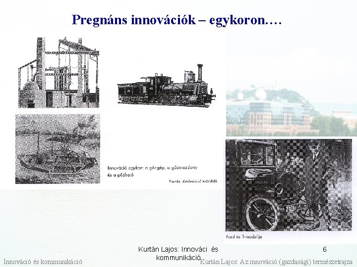 Pregnáns innovációk – egykoron…. Innováció és kommunikáció Kurtán Lajos: Innováci és 6 kommunikáció Kurtán