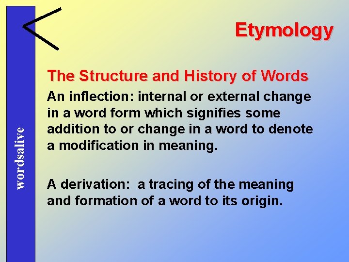 Etymology wordsalive The Structure and History of Words An inflection: internal or external change