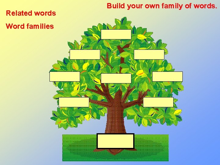 Related words Word families Build your own family of words. 