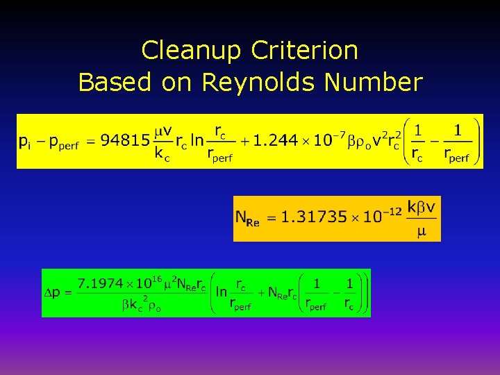 Cleanup Criterion Based on Reynolds Number 