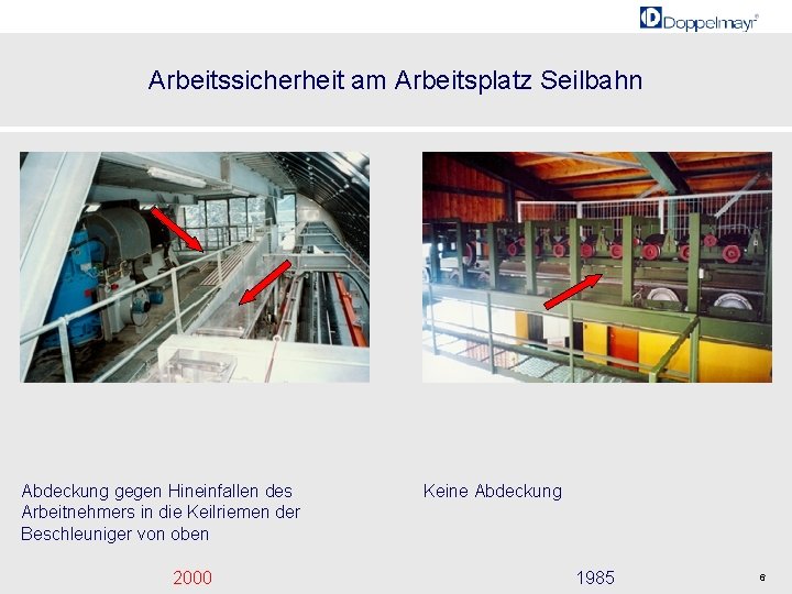 Arbeitssicherheit am Arbeitsplatz Seilbahn Abdeckung gegen Hineinfallen des Arbeitnehmers in die Keilriemen der Beschleuniger