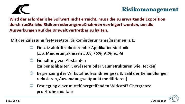 Risikomanagement Wird der erforderliche Sollwert nicht erreicht, muss die zu erwartende Exposition durch zusätzliche