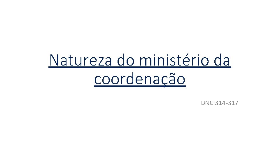 Natureza do ministério da coordenação DNC 314 -317 