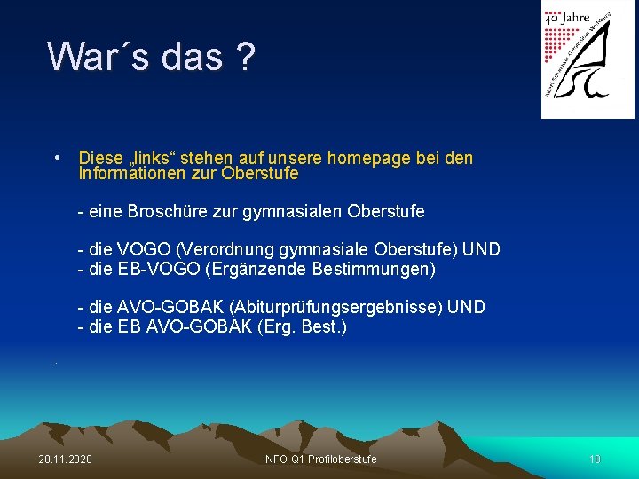 War´s das ? • Diese „links“ stehen auf unsere homepage bei den Informationen zur