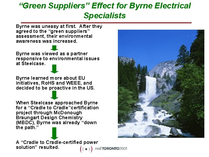 “Green Suppliers” Effect for Byrne Electrical Specialists Byrne was uneasy at first. After they