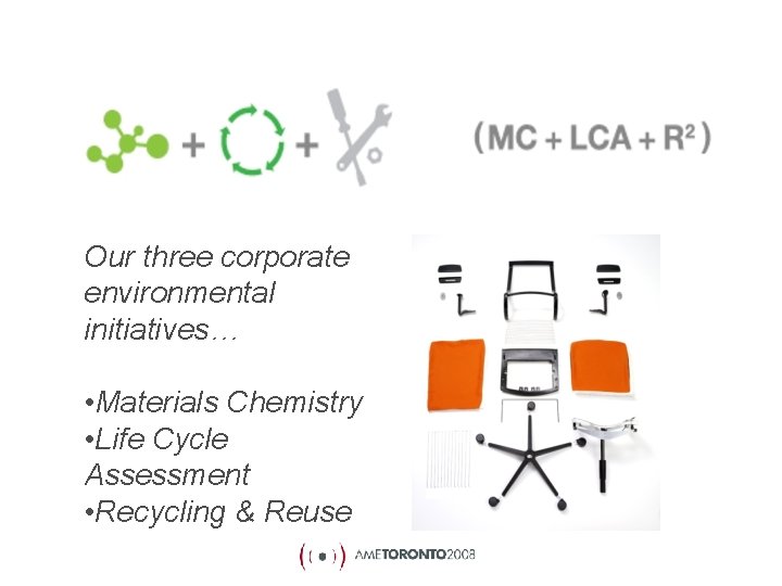  • Materials Chemistry • Life Cycle Analysi Our three corporate environmental initiatives… •