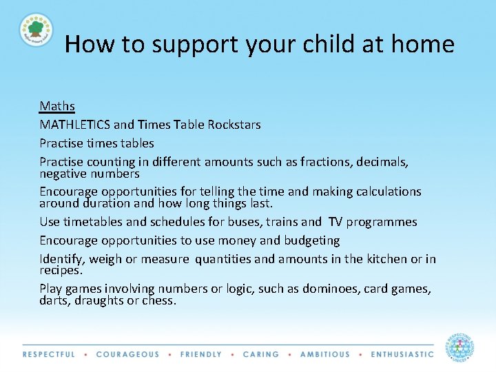 How to support your child at home Maths MATHLETICS and Times Table Rockstars Practise