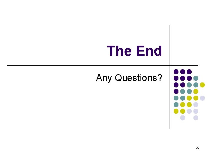 The End Any Questions? 30 
