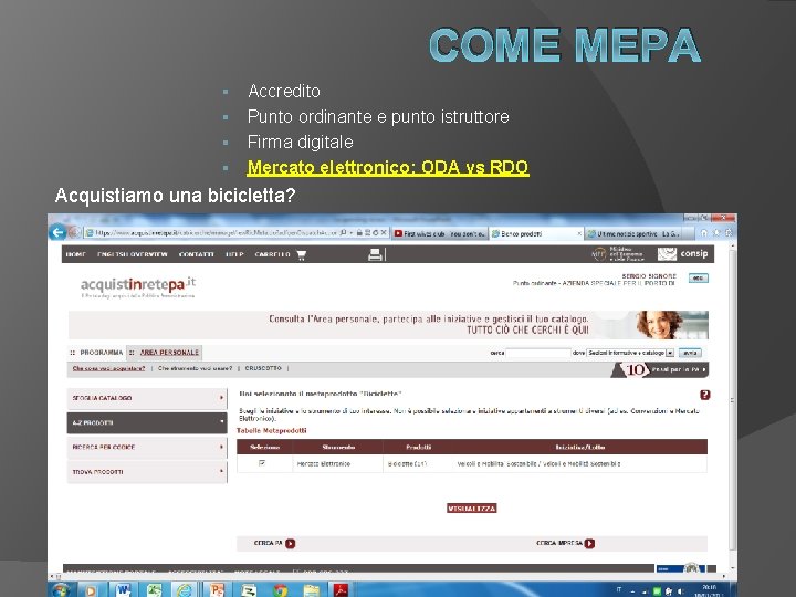 COME MEPA Accredito § Punto ordinante e punto istruttore § Firma digitale § Mercato