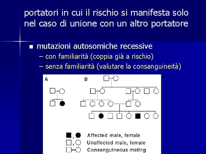 portatori in cui il rischio si manifesta solo nel caso di unione con un