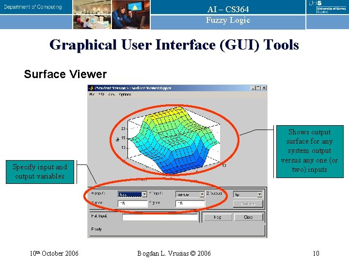 AI – CS 364 Fuzzy Logic Graphical User Interface (GUI) Tools Surface Viewer Shows