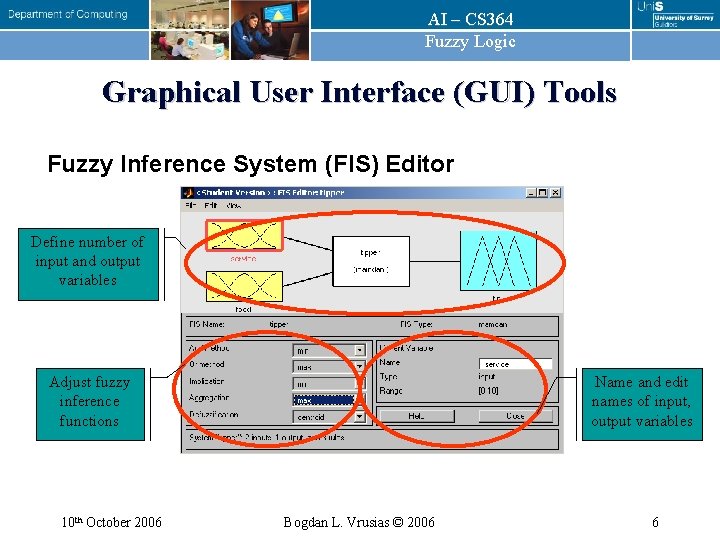 AI – CS 364 Fuzzy Logic Graphical User Interface (GUI) Tools Fuzzy Inference System