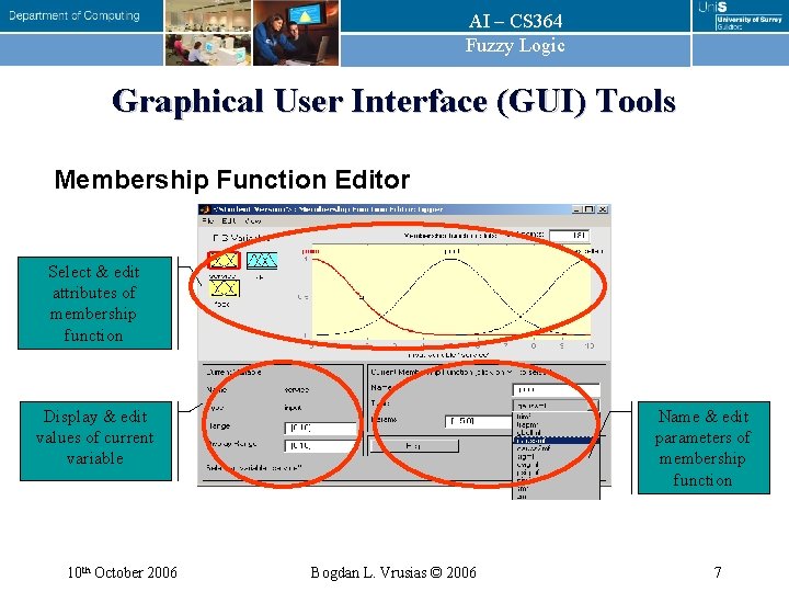 AI – CS 364 Fuzzy Logic Graphical User Interface (GUI) Tools Membership Function Editor