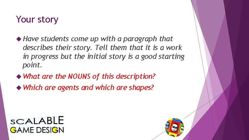 Your story Have students come up with a paragraph that describes their story. Tell