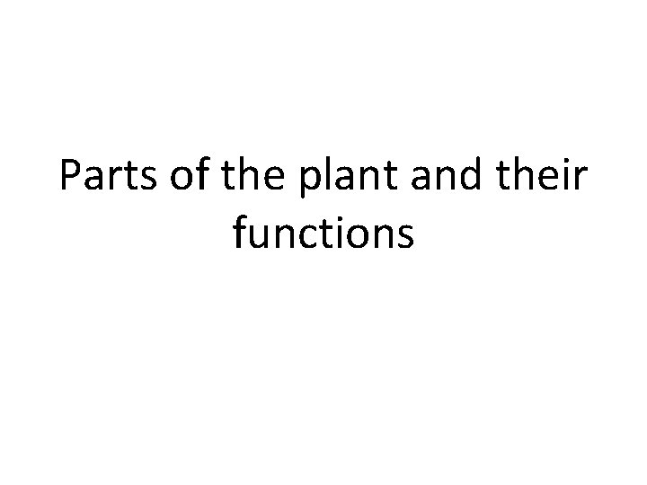 Parts of the plant and their functions 